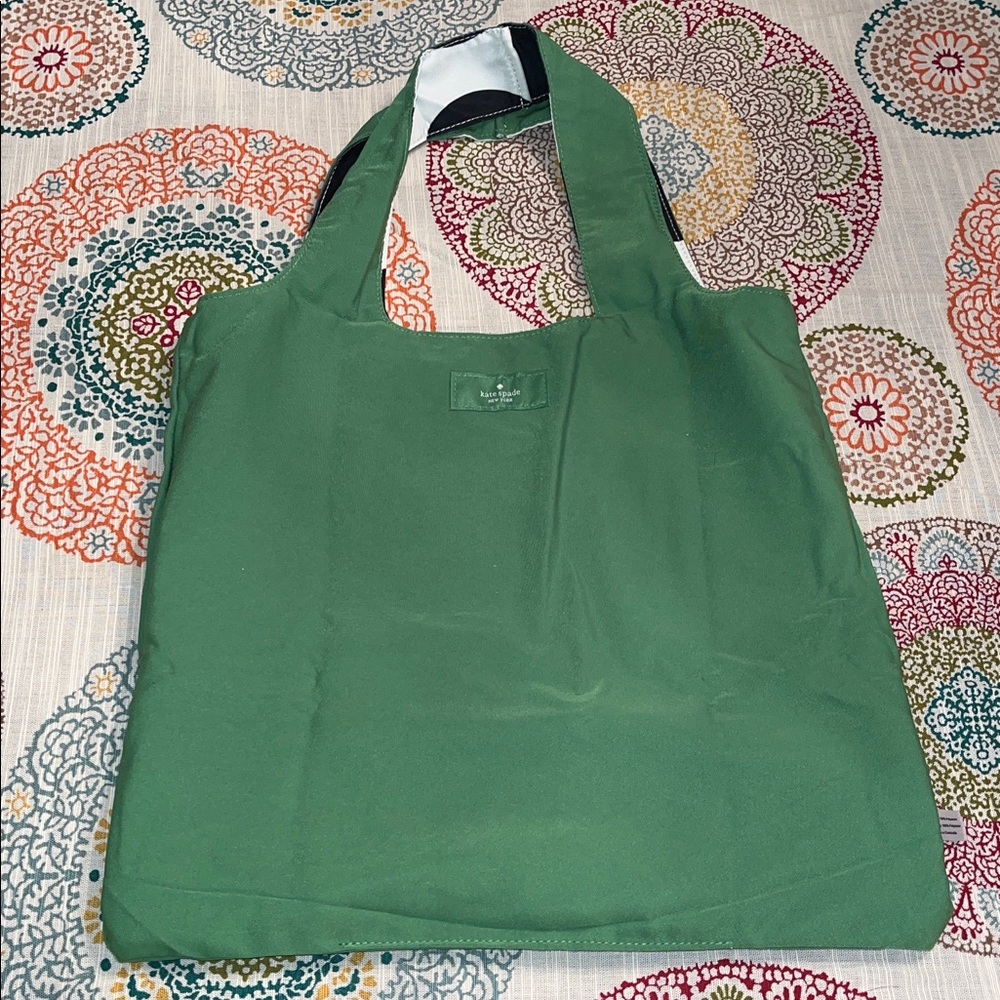 kate spade NIP! Reversible - Black & White Polka Dot /Green Tote Bag - Picture 8 of 12